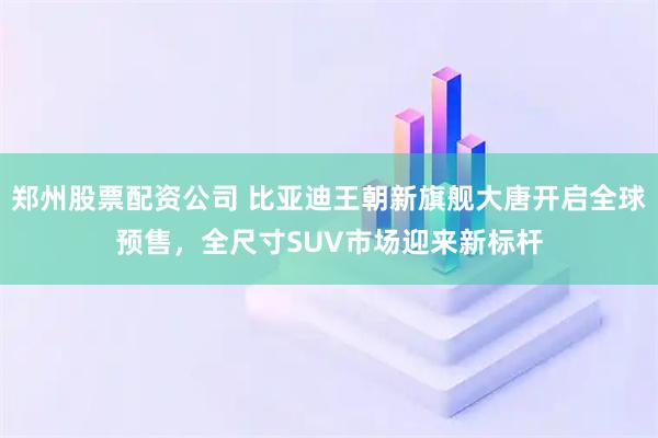 郑州股票配资公司 比亚迪王朝新旗舰大唐开启全球预售，全尺寸SUV市场迎来新标杆